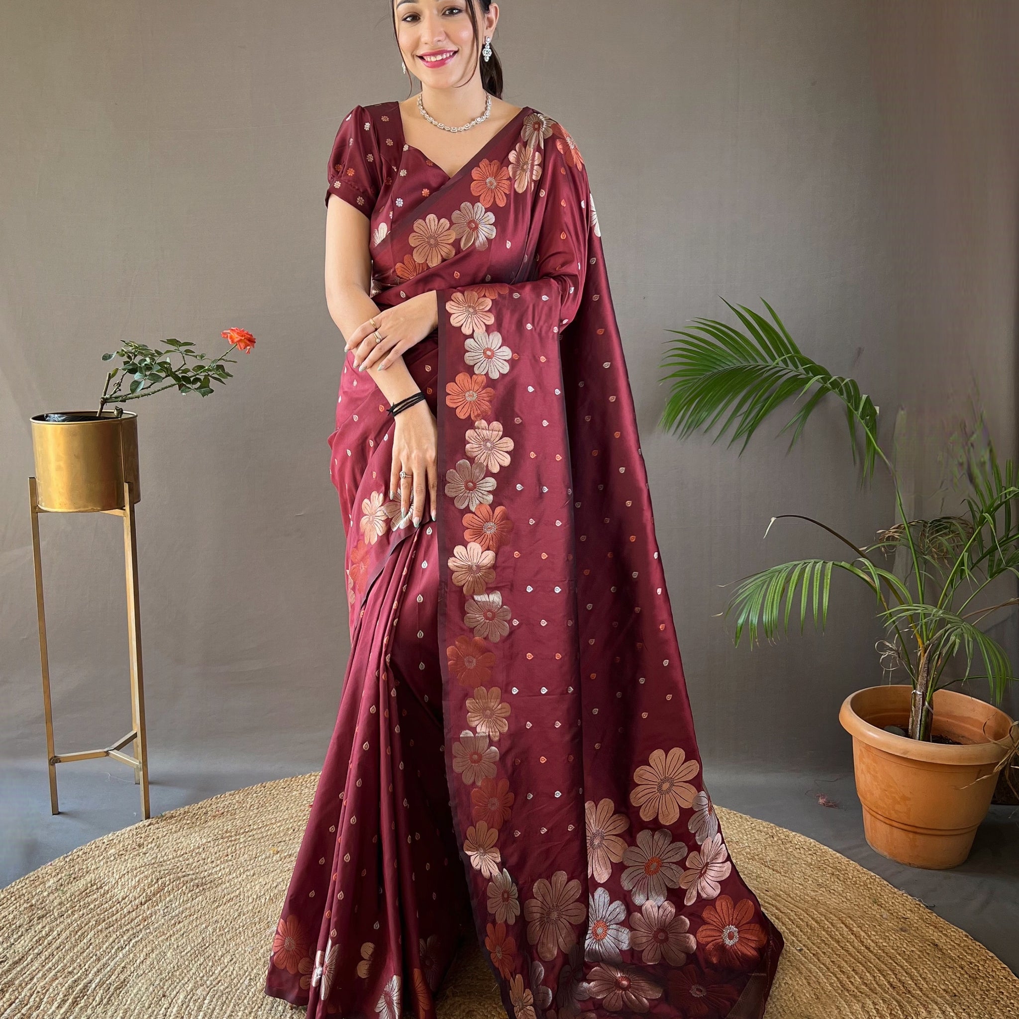 Brown Soft Silk Saree