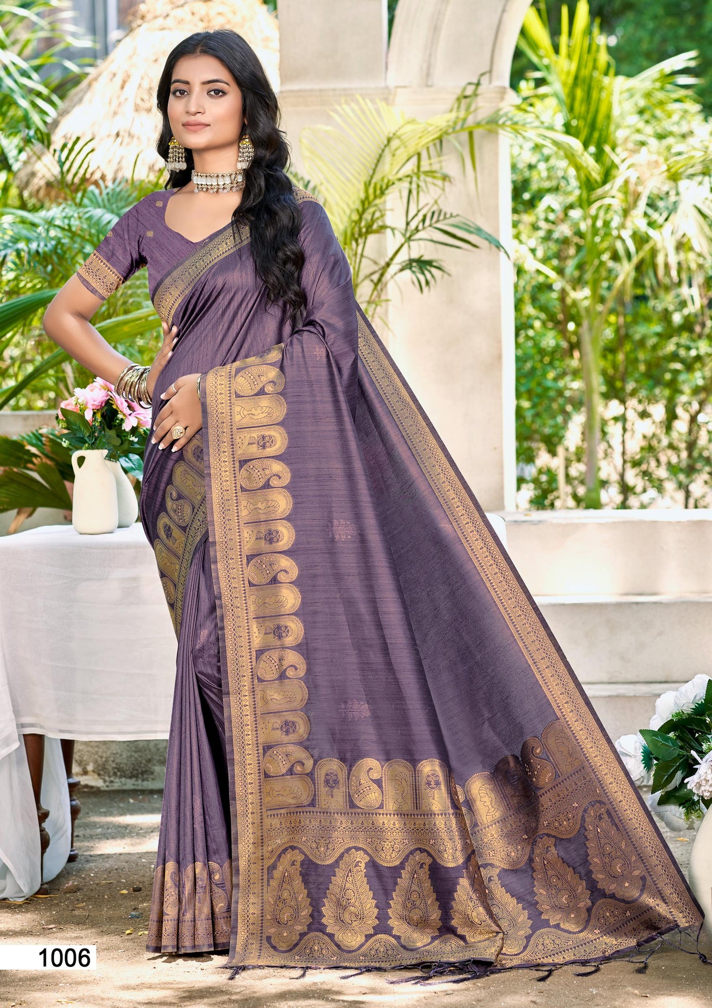 Purple Assam Silk Saree