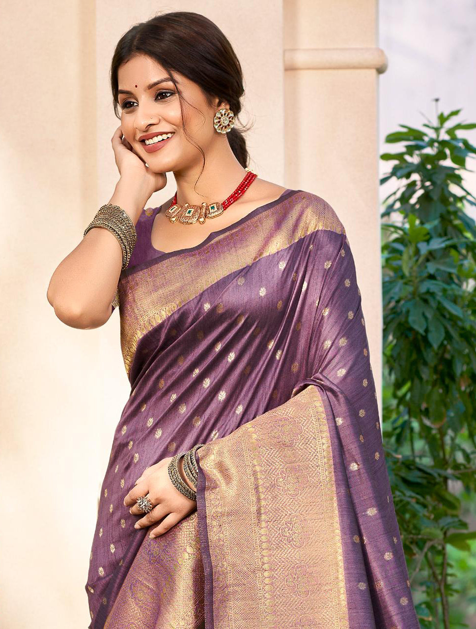 Purple Assam Silk Saree