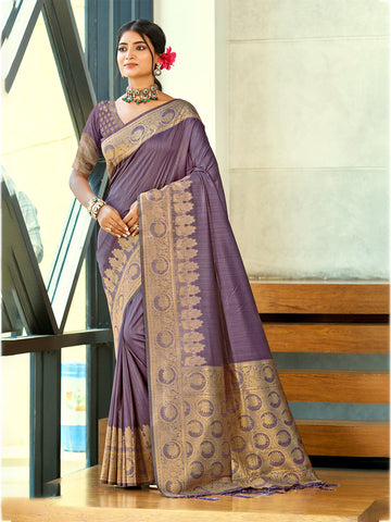Purple Assam Silk Saree