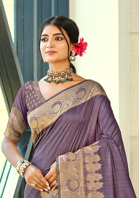 Purple Assam Silk Saree