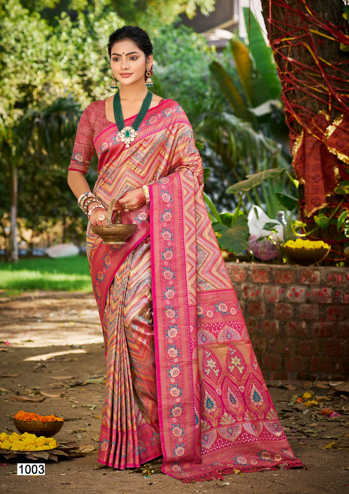 Magenta Pink Dharmavaram Silk Saree