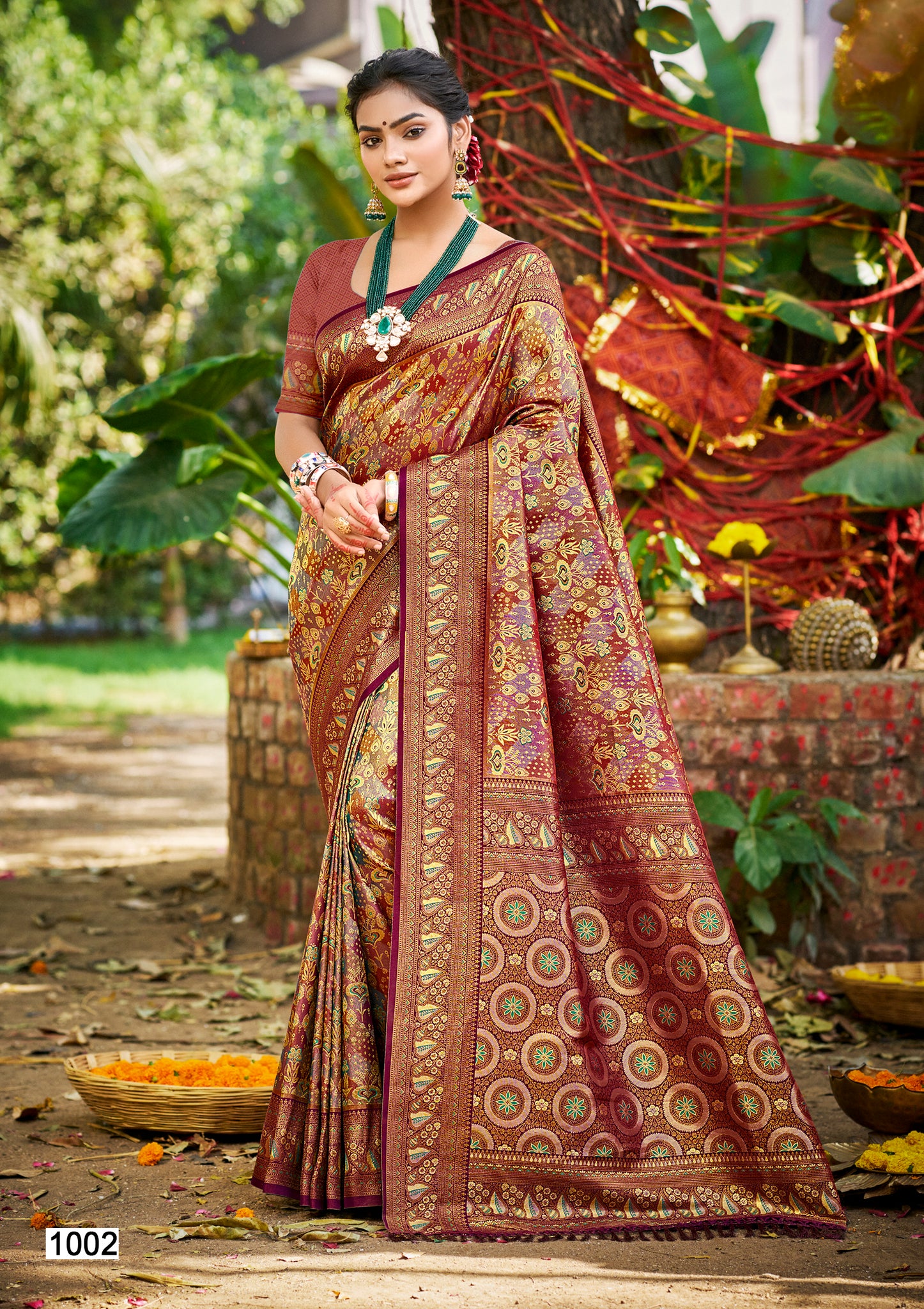 Maroon Dharmavaram Silk Saree