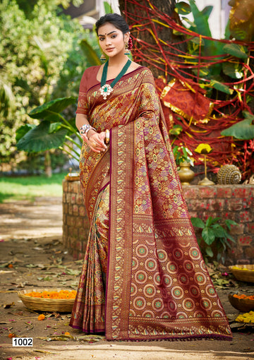 Maroon Dharmavaram Silk Saree