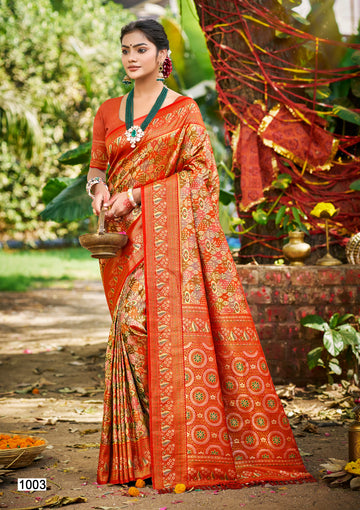 Orange Dharmavaram Silk Saree
