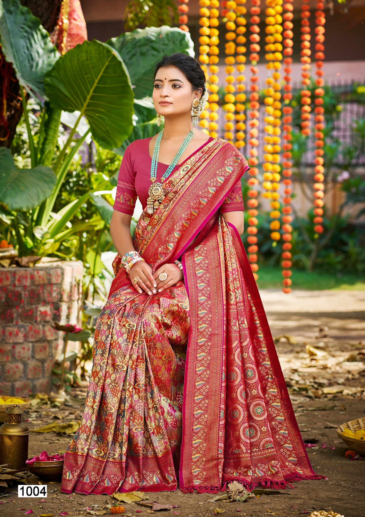 Magenta Pink Dharmavaram Silk Saree