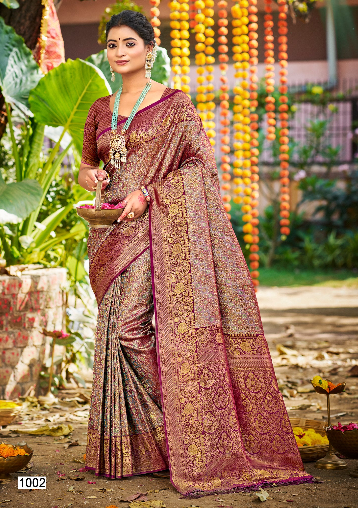 Purple Dharmavaram Silk Saree