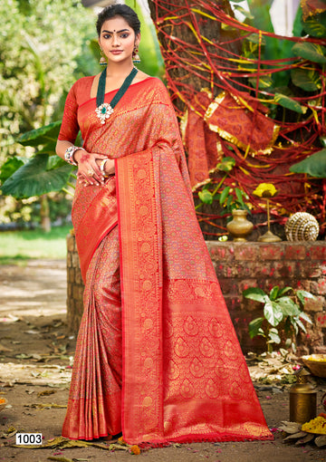 Red Dharmavaram Silk Saree