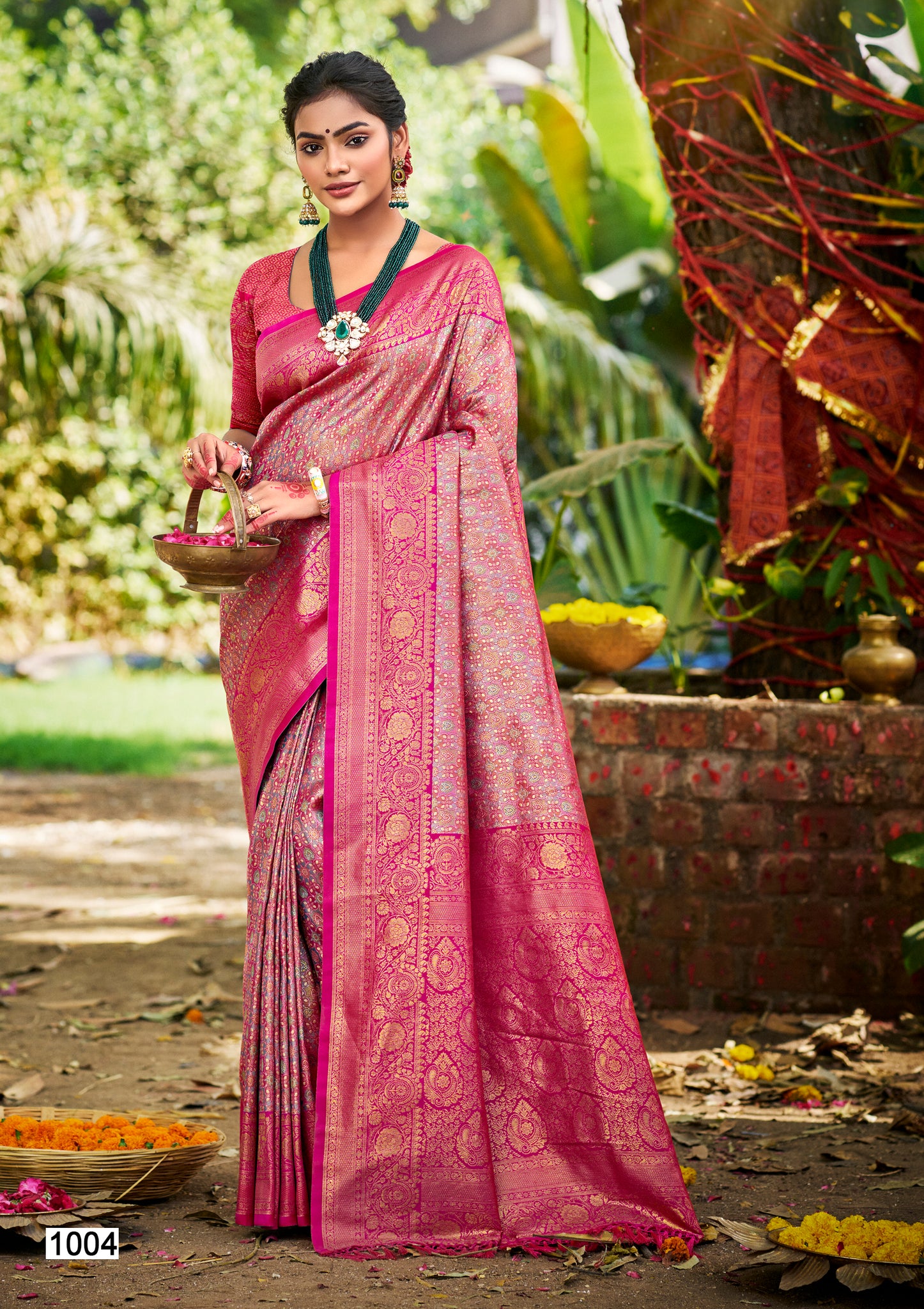 Magenta Pink Dharmavaram Silk Saree