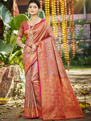 Magenta Pink Dharmavaram Silk Saree