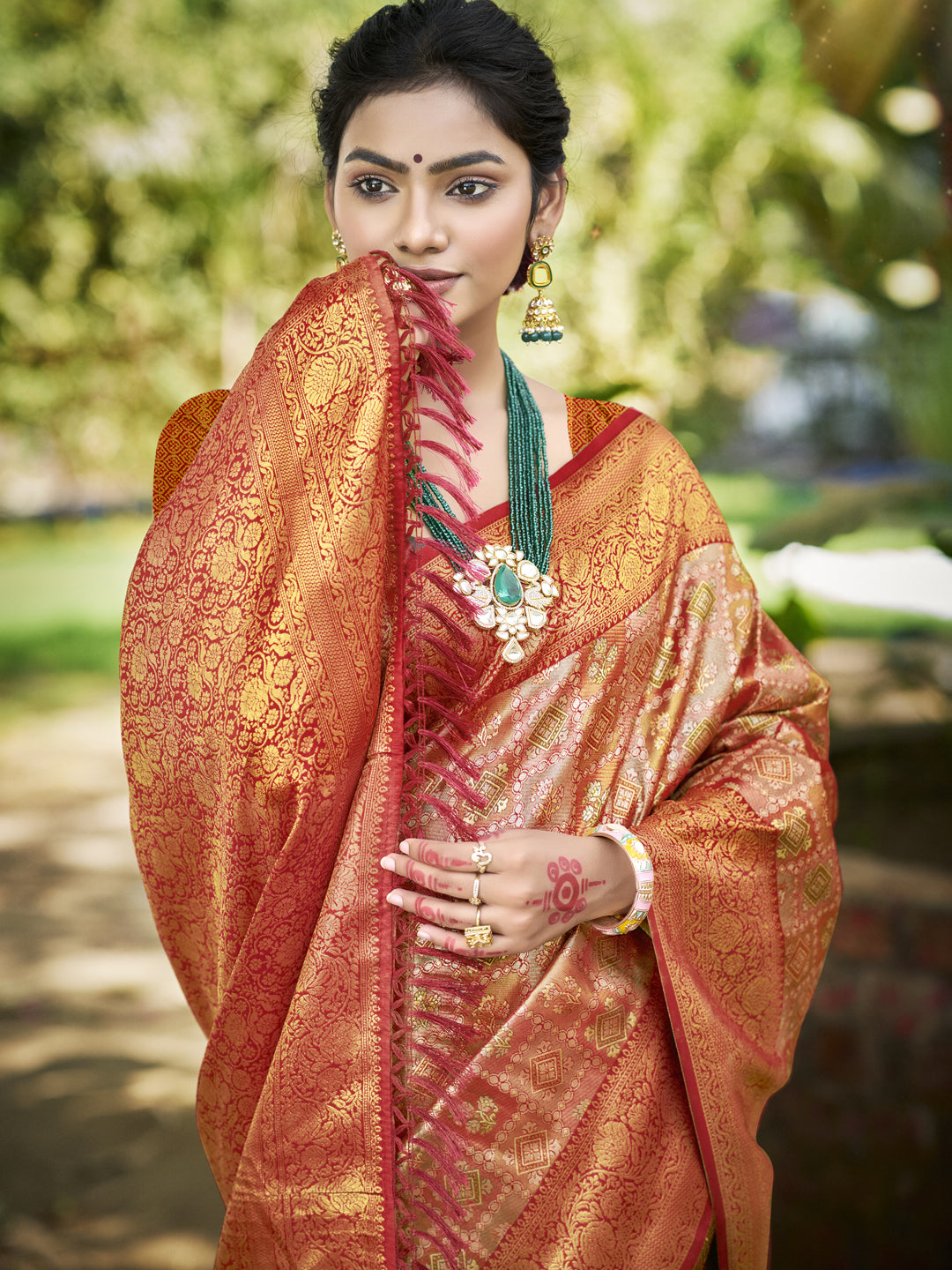 Mustard Yellow Dharmavaram Silk Saree