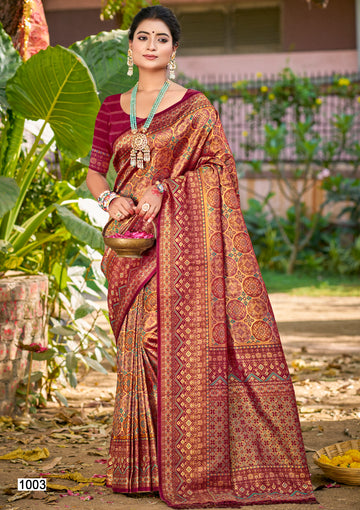 Purple Dharmavaram Silk Saree