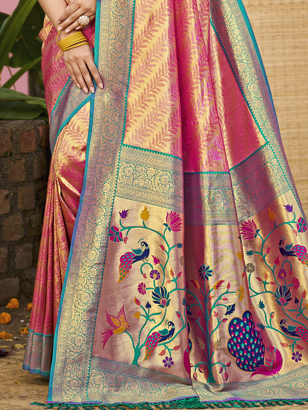 Multi Color Kanjivaram Silk Saree