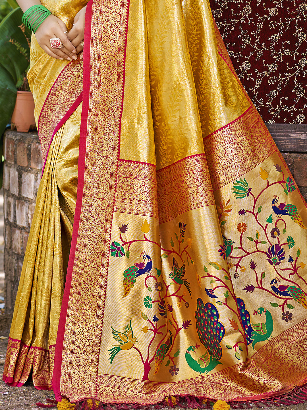 Mustard Yellow Kanjivaram Silk Saree