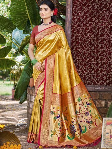 Mustard Yellow Kanjivaram Silk Saree