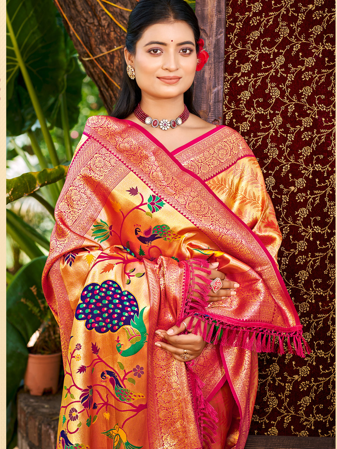Light Orange Kanjivaram Silk Saree