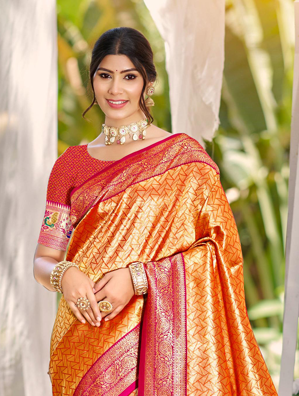 Orange Kanjivaram Silk Saree