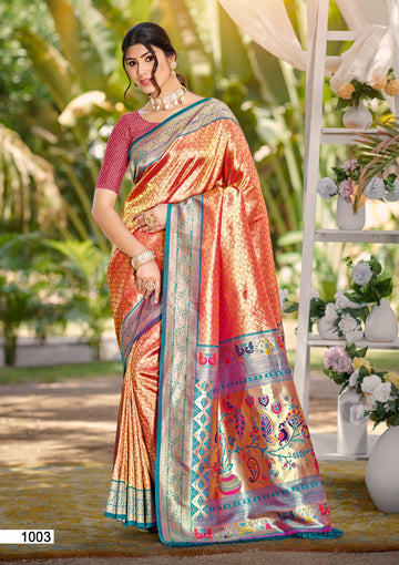 Orange Kanjivaram Silk Saree