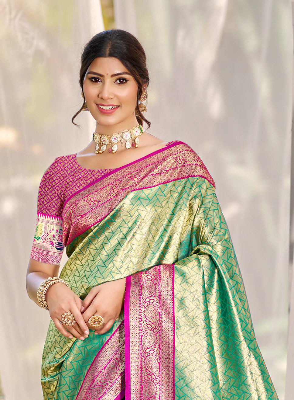 Sea Green Kanjivaram Silk Saree