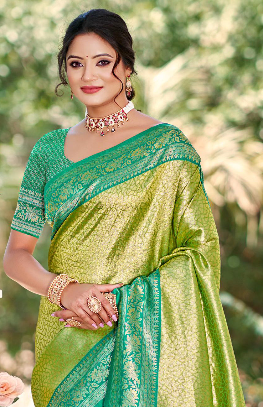 Teal Green Kanjivaram Silk Saree
