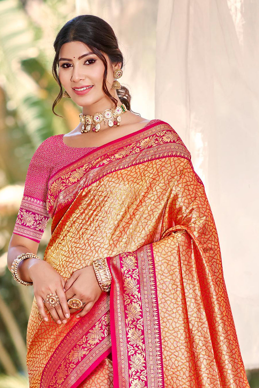Orange Kanjivaram Silk Saree