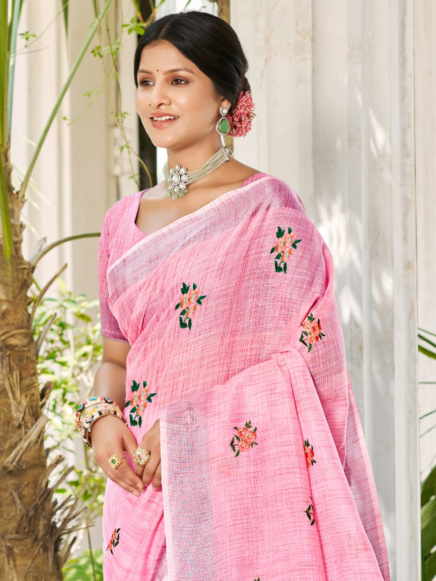 Light Pink Linen Saree