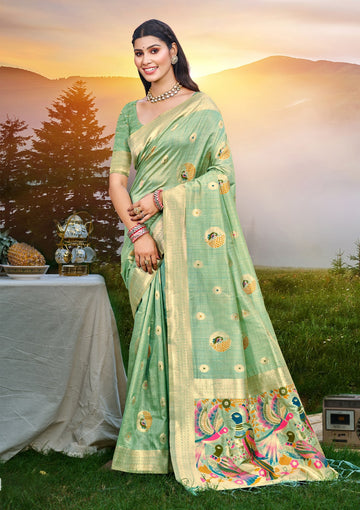 Sea Green Heavy Assam Silk Saree