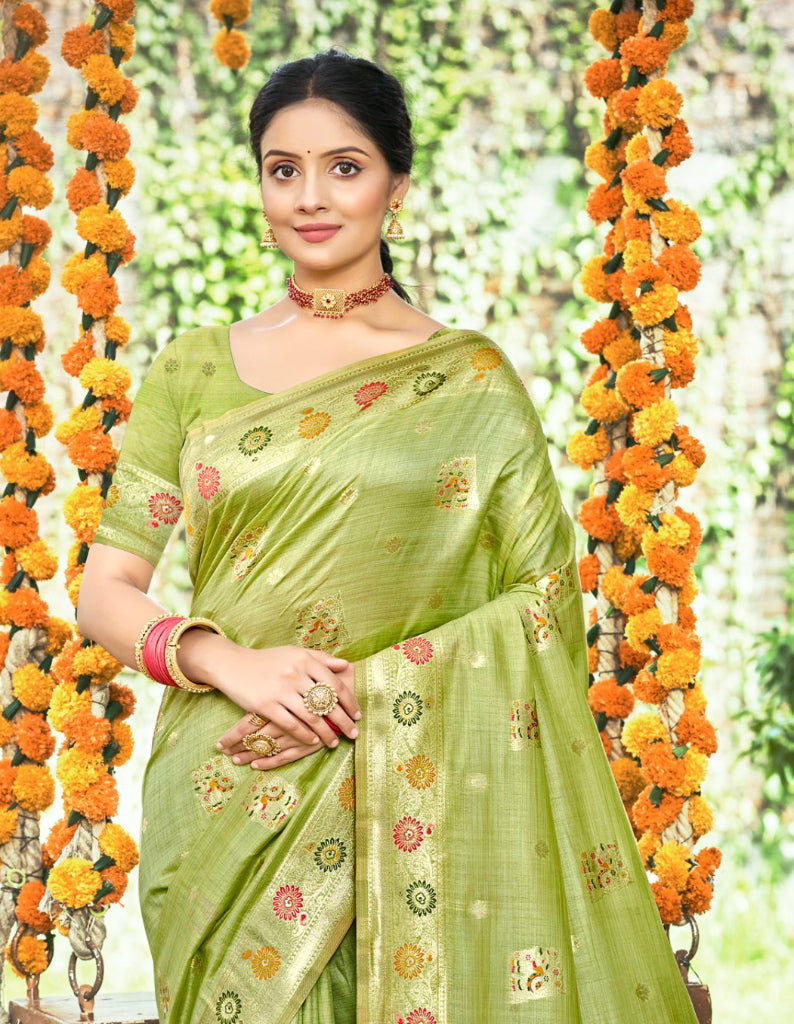 Green Heavy Assam Silk Saree