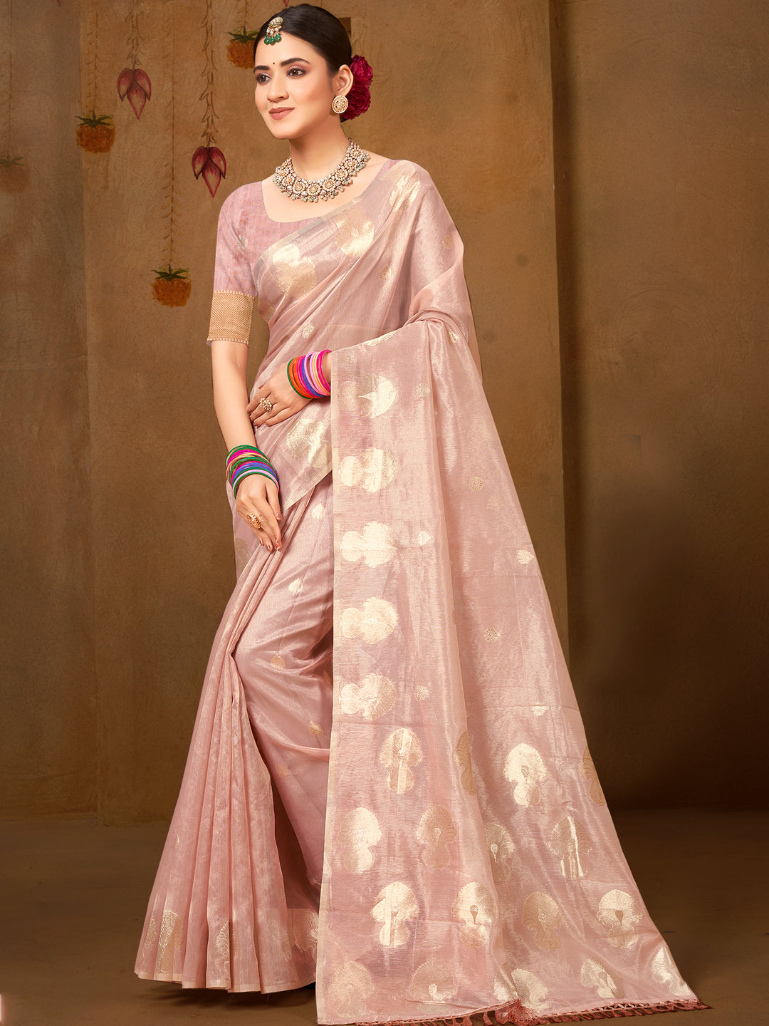 Dusty Pink Munga Kota Saree