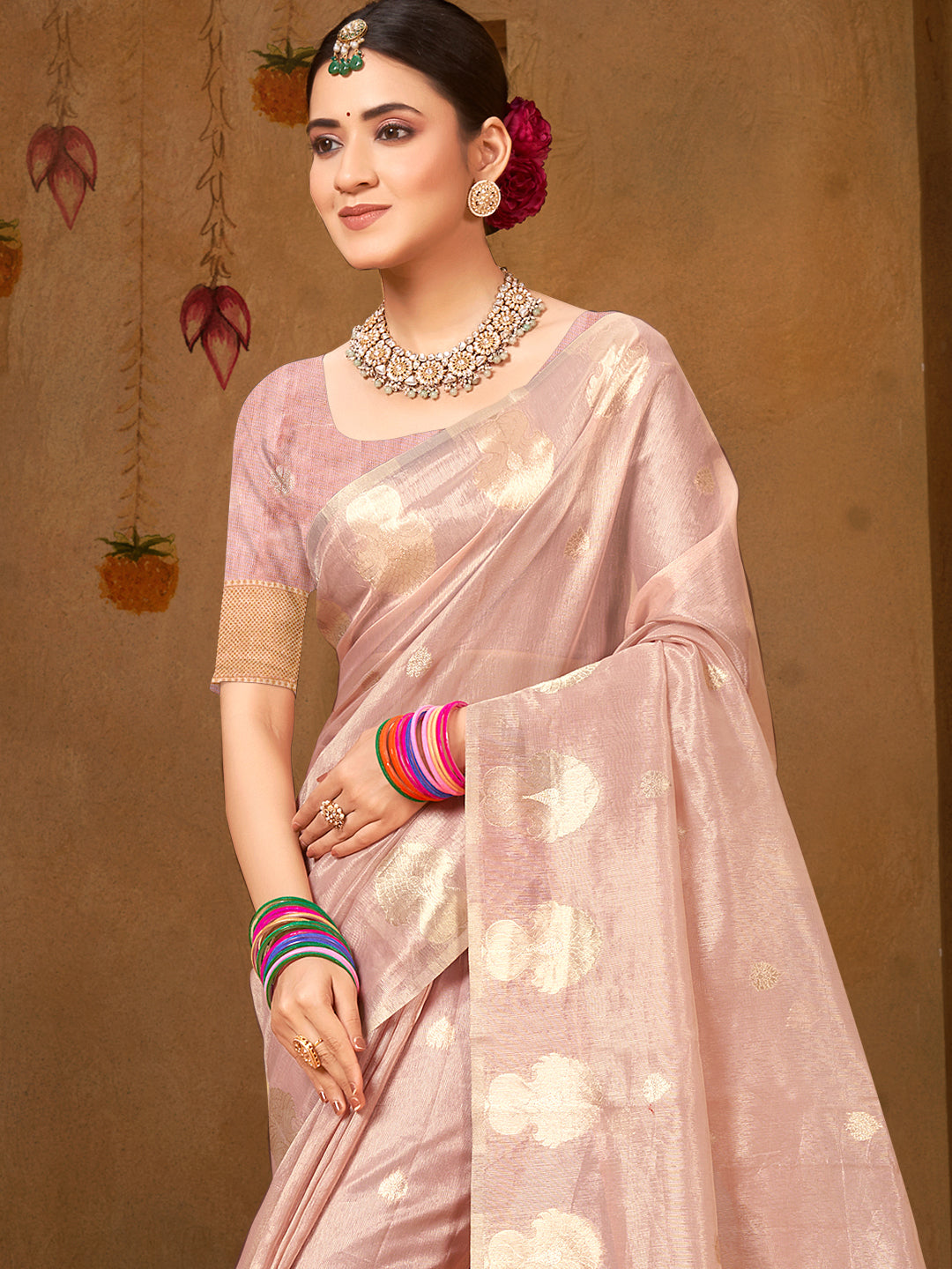 Dusty Pink Munga Kota Saree