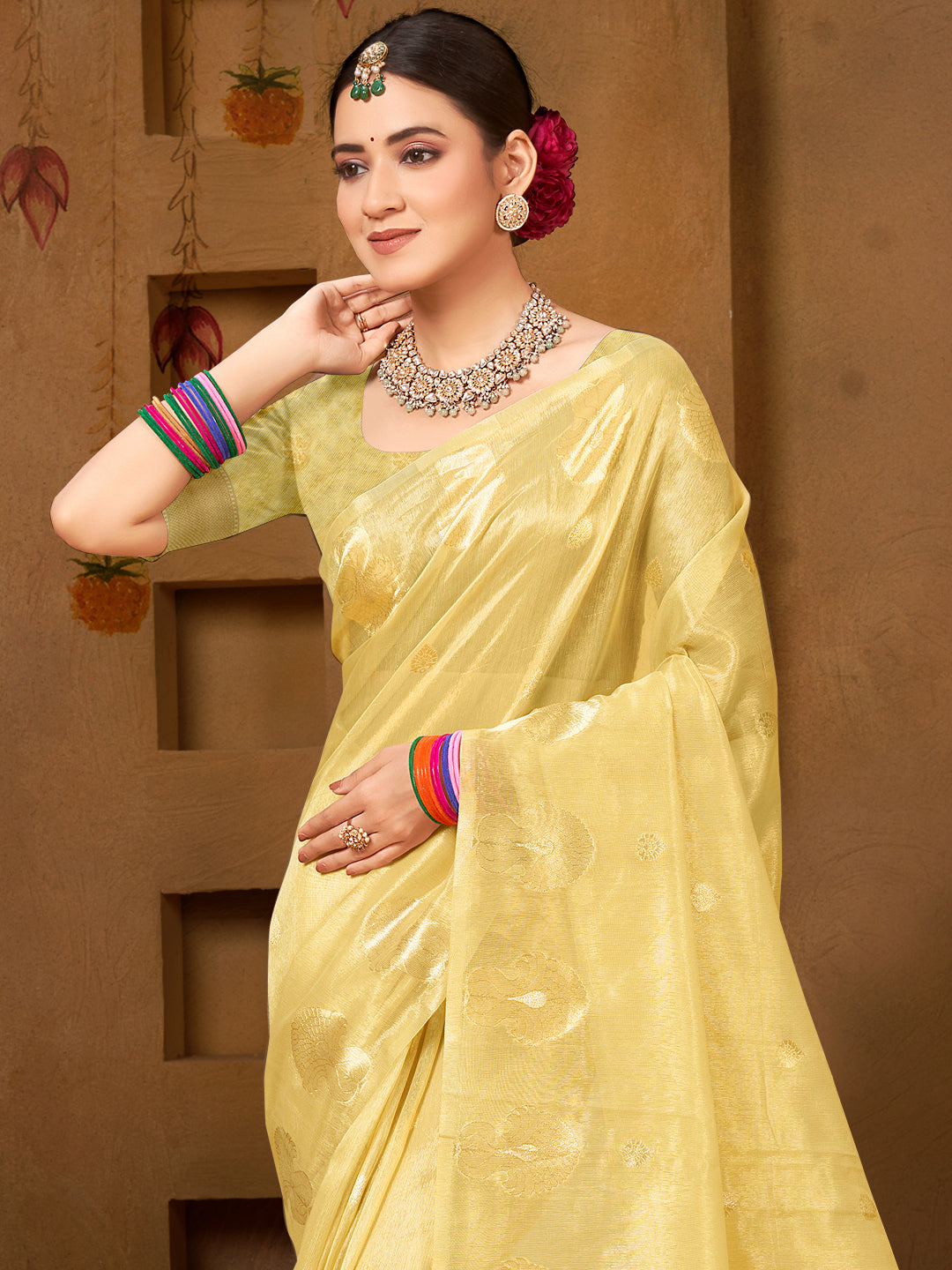 Golden Yellow Munga Kota Saree