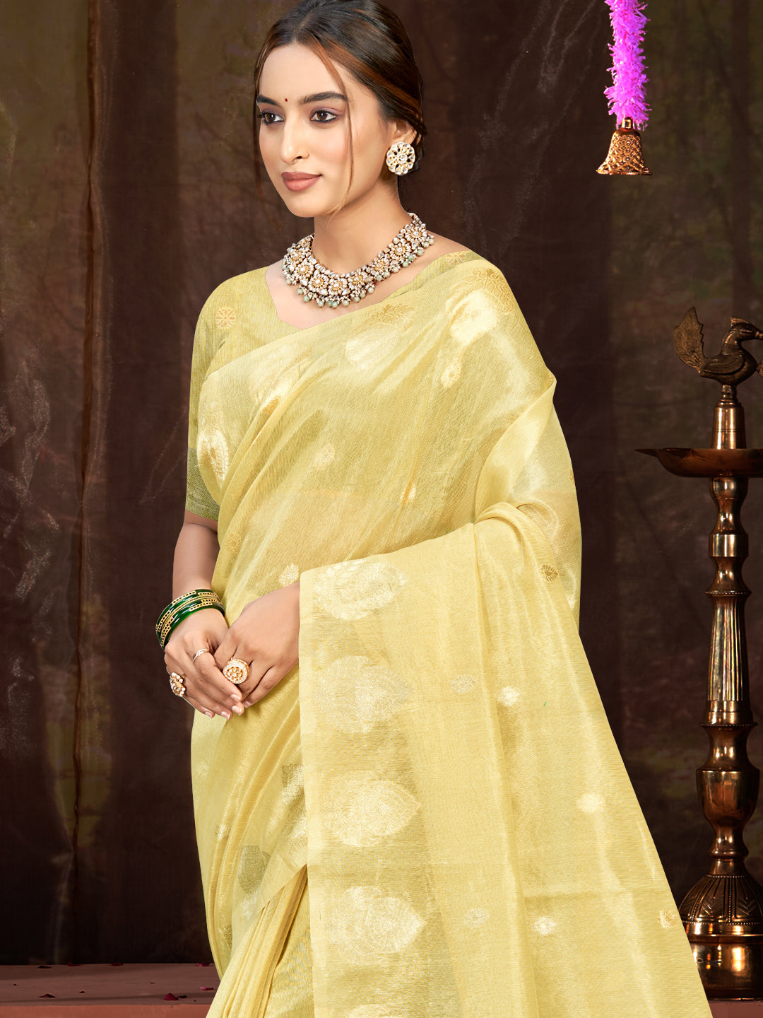 Golden Yellow Munga Kota Saree