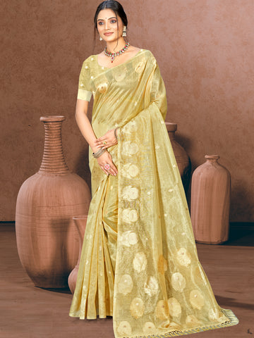 Lime Yellow Munga Kota Saree