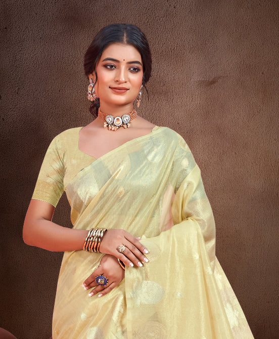 Light Yellow Munga Kota Saree