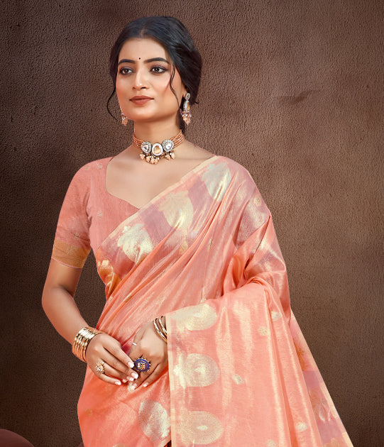 Coral Pink Munga Kota Saree