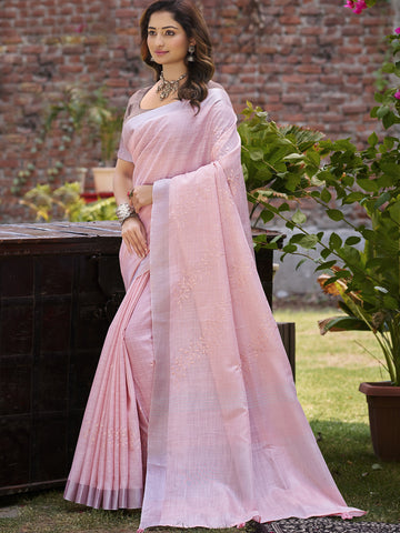 Light Pink Linen Saree