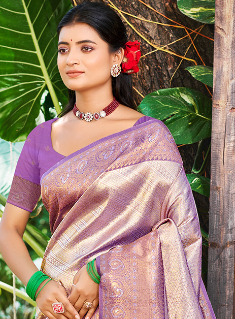 Lavender Kanjivaram Silk Saree
