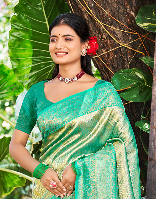 Sea Green Kanjivaram Silk Saree