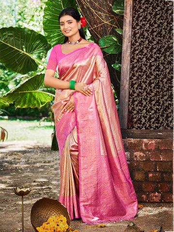 Dusty Pink Kanjivaram Silk Saree