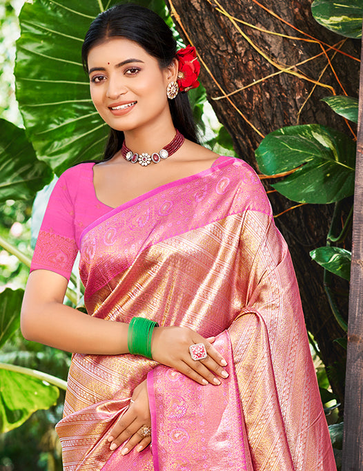 Dusty Pink Kanjivaram Silk Saree