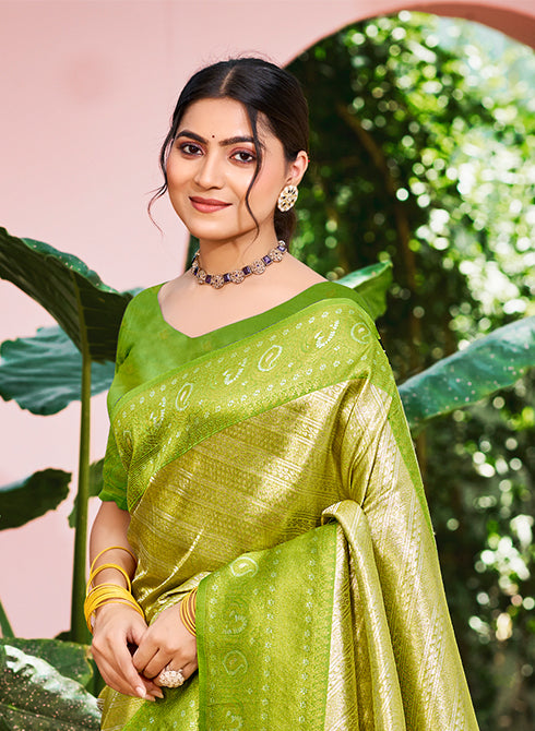 Light Green Kanjivaram Silk Saree