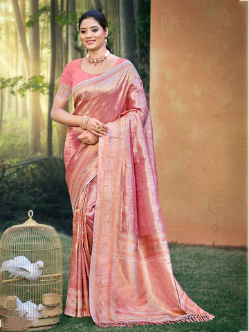 Light Pink Kanjivaram Silk Saree