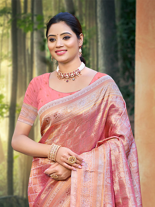 Light Pink Kanjivaram Silk Saree