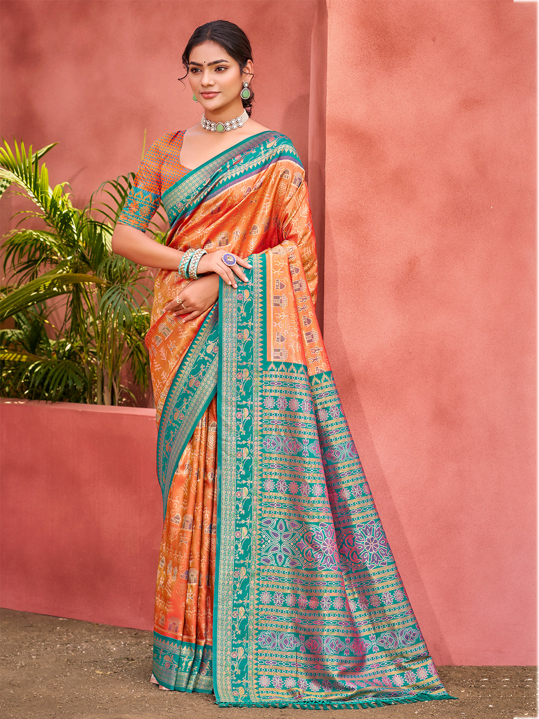 Orange Kanjivaram Silk Saree