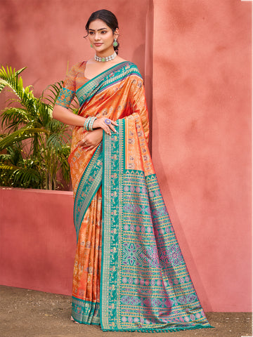 Orange Kanjivaram Silk Saree