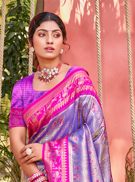 Violet Kanjivaram Silk Saree