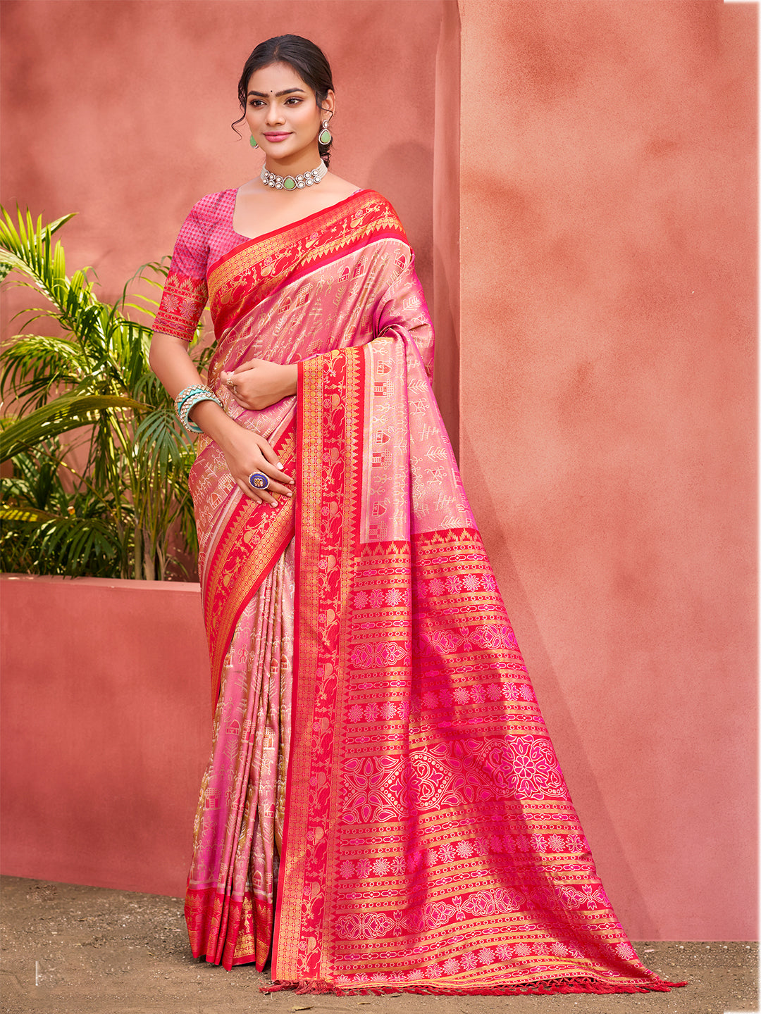 Pink Kanjivaram Silk Saree