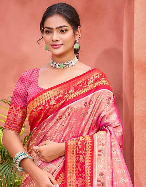 Pink Kanjivaram Silk Saree