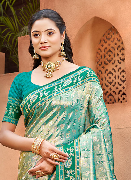 Sea Green Kanjivaram Silk Saree