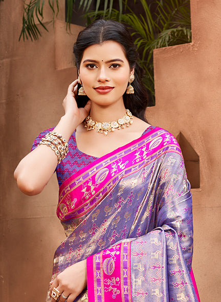 Purple Kanjivaram Silk Saree
